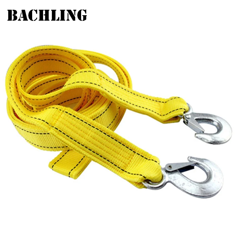 Cable de remolque para coche de 4M y 5 toneladas, correa de cuerda de tracción con ganchos, cuerda de rescate pesada portátil para turismo autónomo, doble capa gruesa