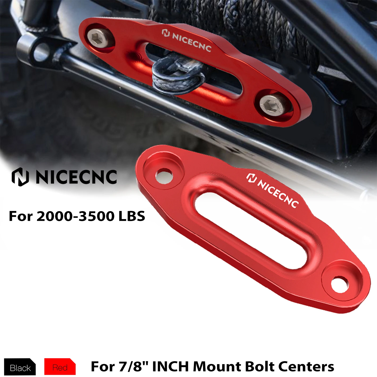NICECNC ATV передний и задний трос для лебедки Hawse Fairlead для 7/8 дюймов, 123-дюймовых централей с креплениями для лебедок для квадроциклов 2000-3500 фунтов, алюминий