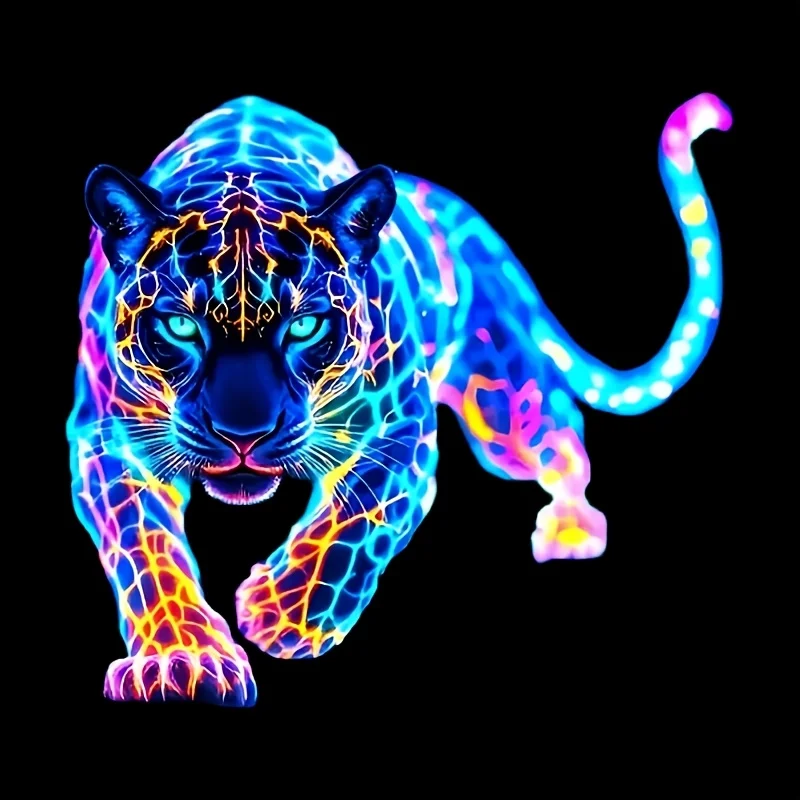 Adesivos vibrantes de leopardo neon para motocicleta, à prova d'água, para tanque de combustível de scooter, carenagem frontal, decalques de vinil, decoração de janela de carro, 1 peça