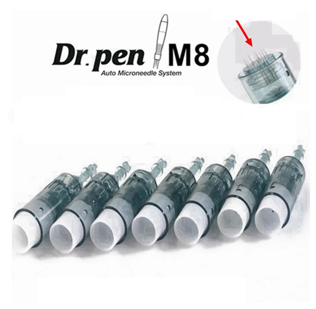 10 Chiếc Dr Bút M8 Kim Hộp Mực Đầu Derma Bút 11/16/24/36/42/nano Microneedling Bút Hình Xăm Kim Thay Thế Da Needling