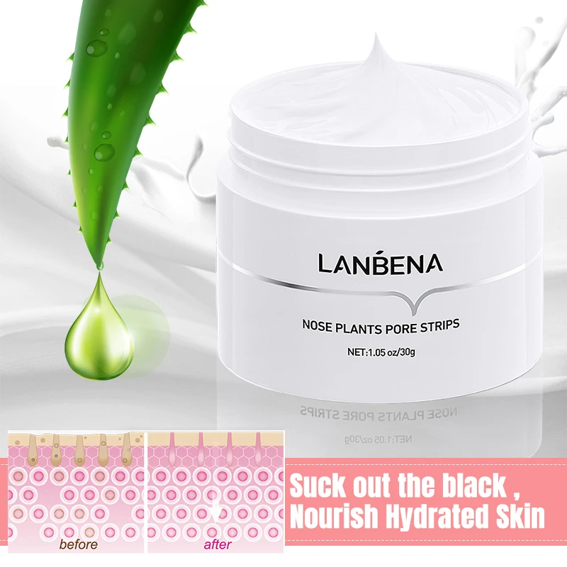 LANBENA Blackhead Remover Peel Off Mask Aloe Vera Extract Oil Control Nose Mask with 60pcs Cleanses for Deep Clean Hydrating