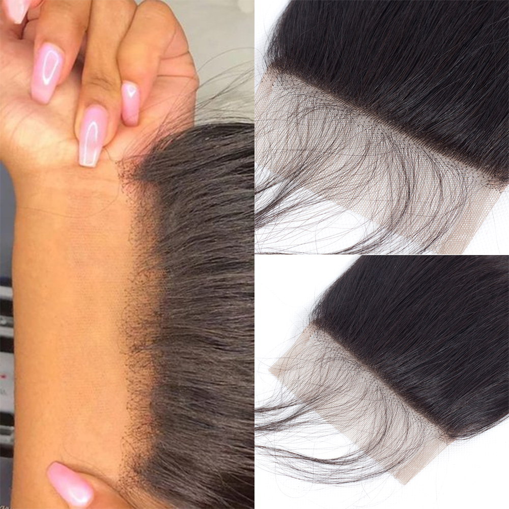 13x4 Cierre Frontal de malla 4x 4/5x 5/6x6 Cierre de encaje recto cabello humano extensiones frontales transparentes de oreja a oreja para mujeres