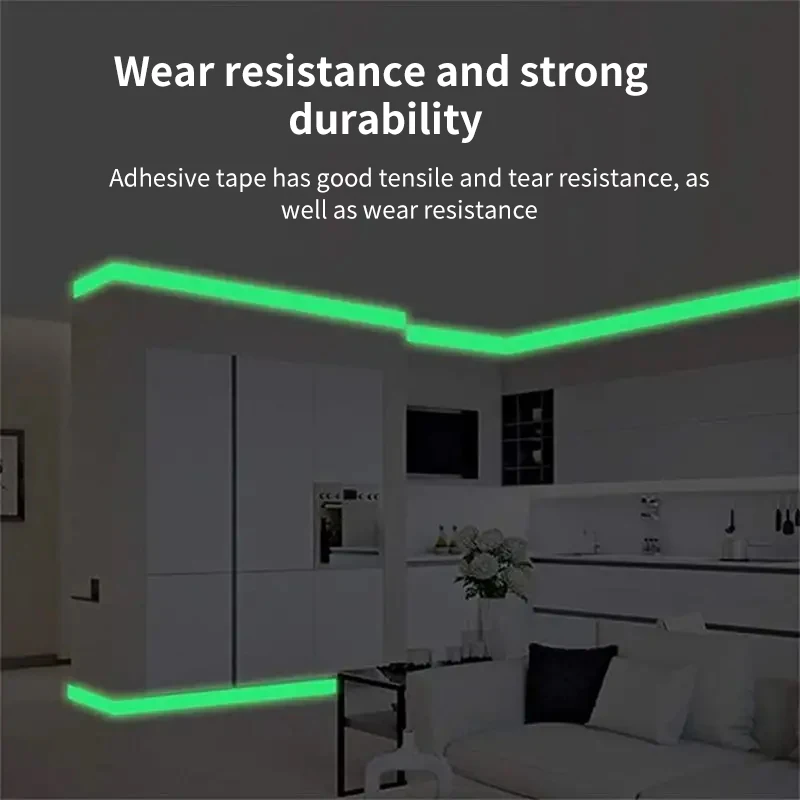 Nastro di avvertimento fluorescente verde - Nastro di sicurezza luminoso autoadesivo, nastro luminoso decorativo fai-da-te, nastro di sicurezza per scale