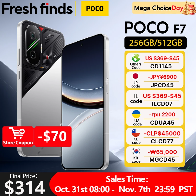 【Marca+】POCO F7 5G Snapdragon ® 8s Gen 4 NFC 6500mAh Batería 6.83" 1.5K AMOLED 50MP Cámara OIS 90W HypeCharge Smartphone