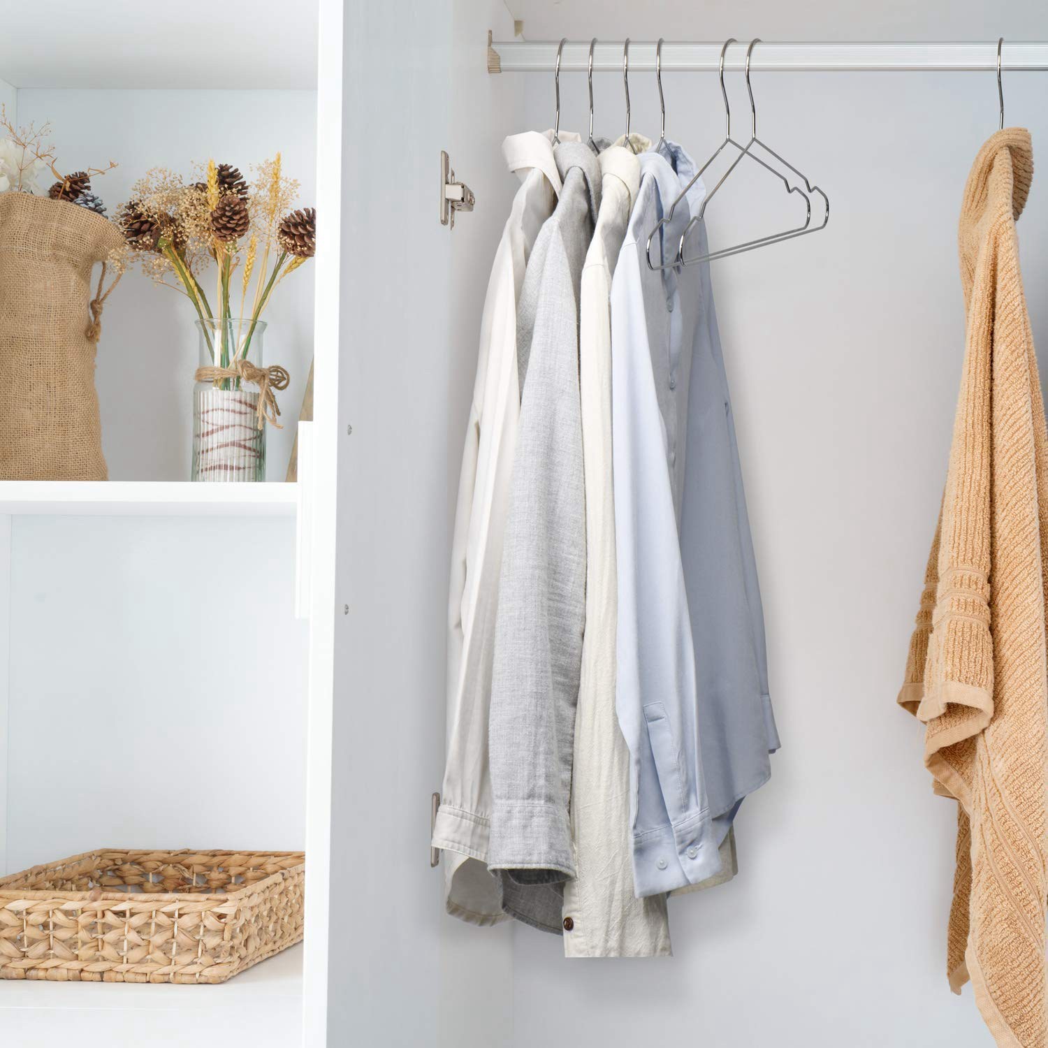 Perchas de acero inoxidable 40 cm 20 piezas perchas para ropa percha con muescas estándar ahorro de espacio