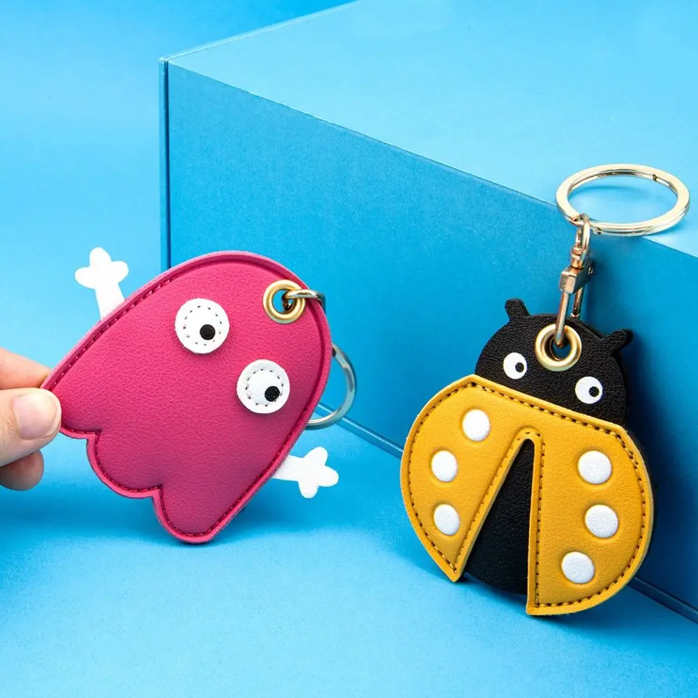 Utile pelle per Airtag Custodia protettiva per scheda di controllo accessi con portachiavi Porta carte con badge di frutta dei cartoni animati