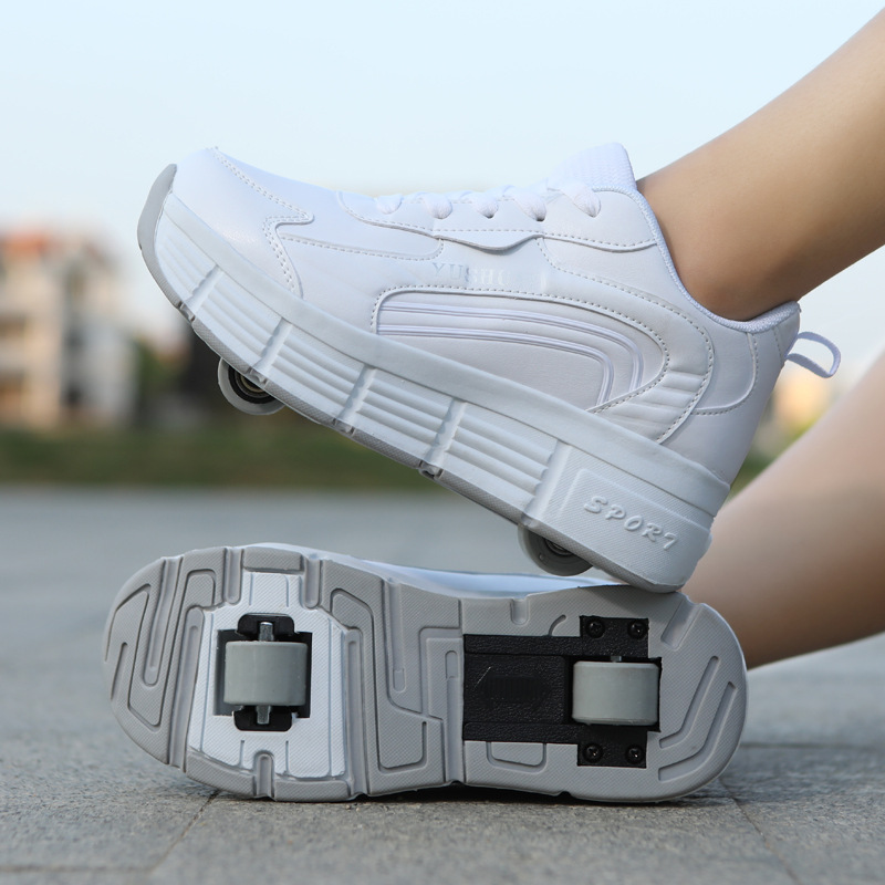 Zapatillas de patinaje para niños, zapatos de patinaje para interiores y exteriores, patines desmontables, transpirables, engranaje blanco 32