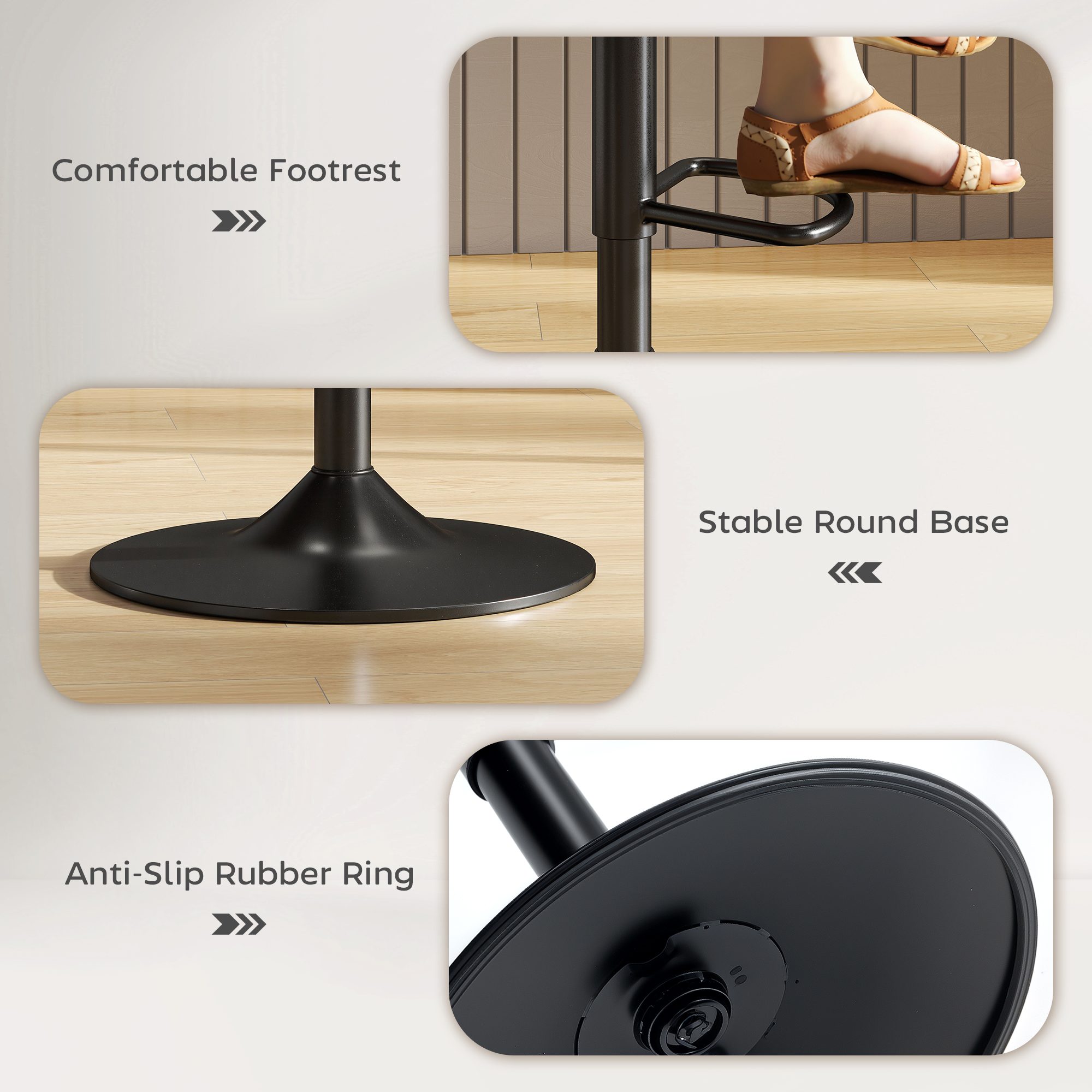 HOMCOM Bar Stools Set of 2, Modern Armless Bar Chairs, Charcoal Grey