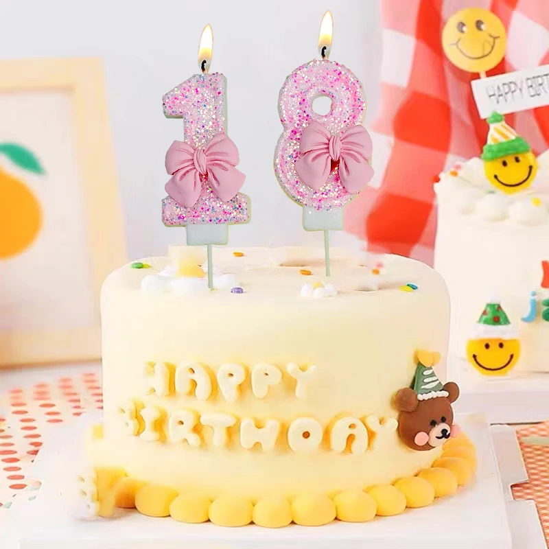 装飾用ピンクの蝶のデジタルキャンドル,誕生日,プリンセスパーティー,ケーキ,提案,結婚式,女の子,0〜9番号
