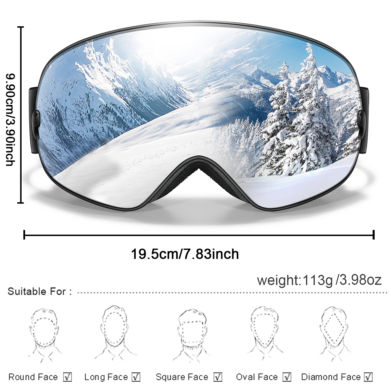 Mężczyźni kobiety Outdoor Sports gogle narciarskie Anti-fog snowboard okulary do skuterów śnieżnych UV400 wymienne soczewki nastolatek Charistmas kolarstwo
