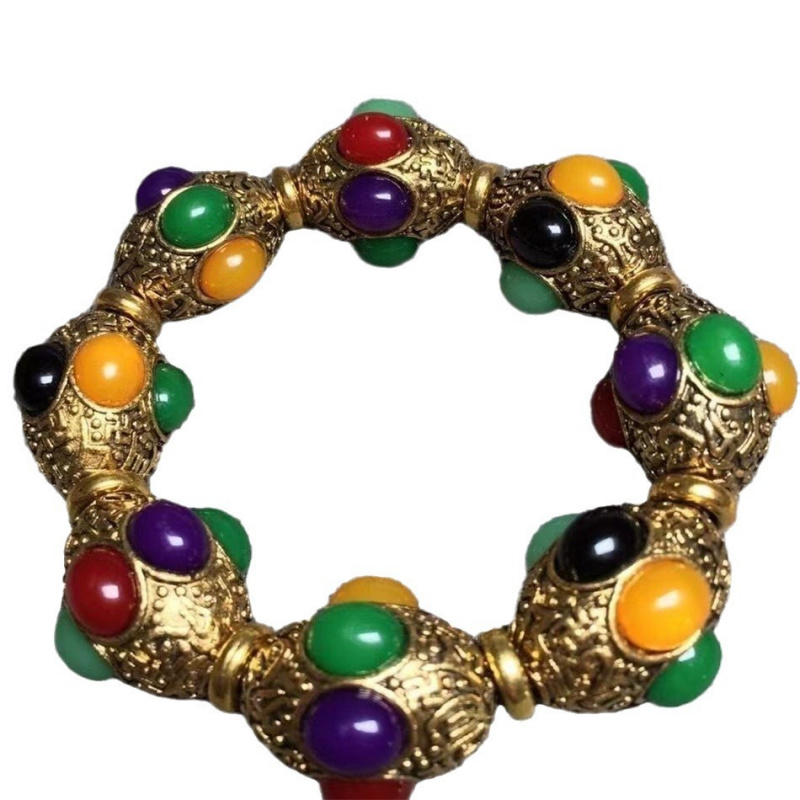 Vintage Tibetan Silver Ethnic Style Multi-Gemstone Inlaid Jewelry for Men and Women Miao Silver Wholesale