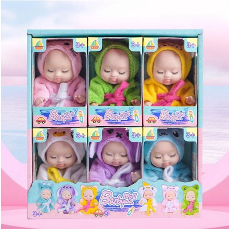 Conjunto de minimuñecas realistas para dormir, conjunto de 6 u 8 piezas, adorables, con mariposa, cocodrilo y girasol