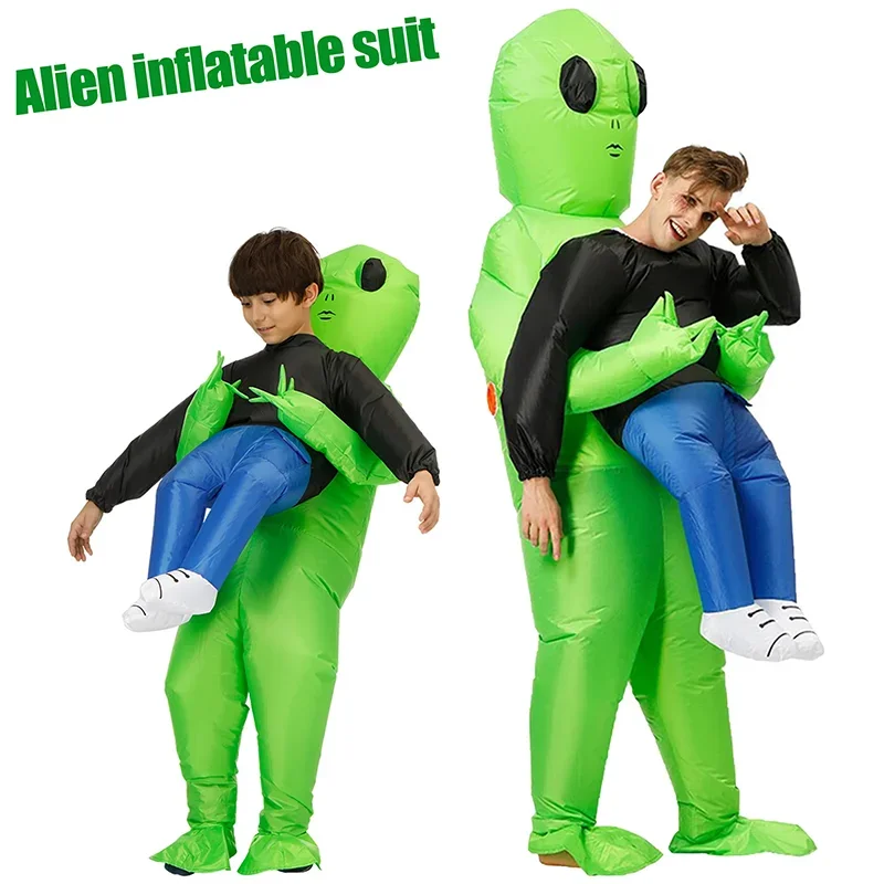 2026 ET Vestito gonfiabile alieno Costume gonfiabile del mostro alieno Costume cosplay alieno verde spaventoso per la festa degli adulti All Saints'Day