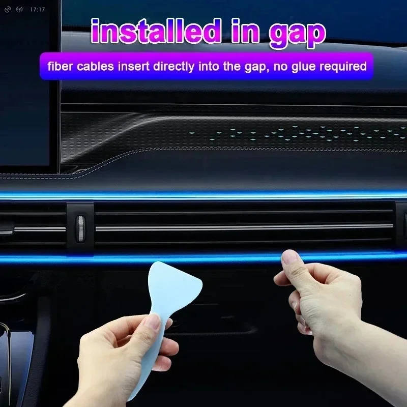 Listwa LED RGB do wnętrza samochodu, 5M, sterowanie aplikacją, oświetlenie ambientowe LED, lampka światłowodowa USB, dekoracja do samochodu, uniwersalny rozmiar DIY