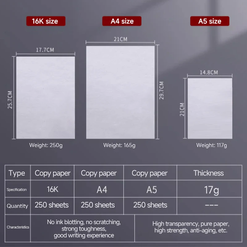 Angel Mark Translucent Copying Paper Copy Paper 16K/A4/A5 For Drawing Calligraphy Craft Writing Sketching Painting Art Supplies