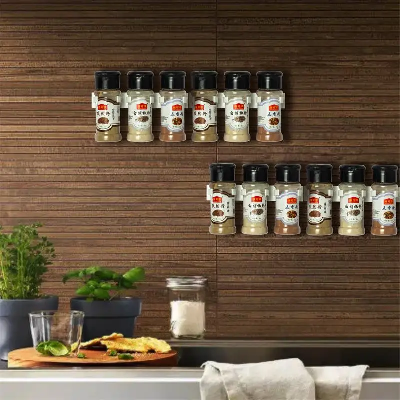 2 pz/set scaffale portaoggetti da cucina bianco scaffale portaoggetti per barattoli di condimento semplice Clip per bottiglie quattro cinque fori