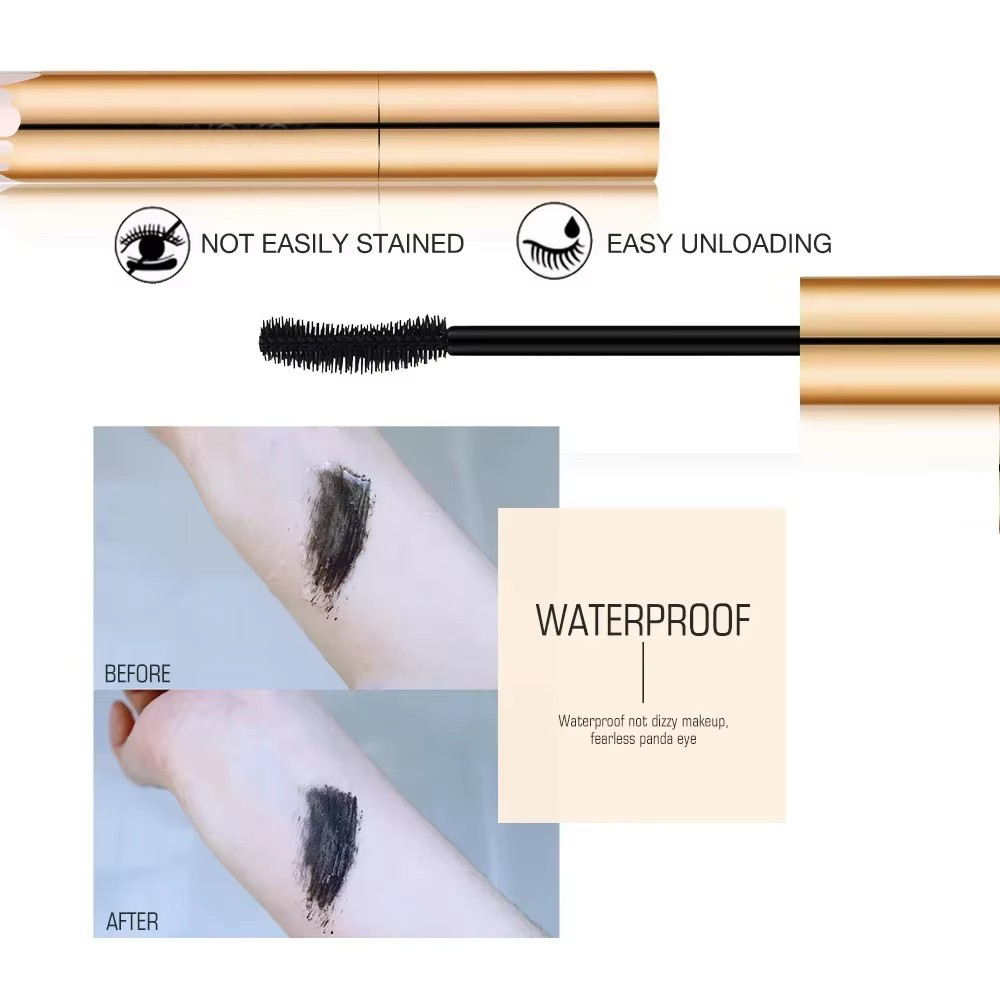 3D Mascara Eyelashes Lengthening Black Lash Eyelash Extension Eye Lashes Brush Beauty Makeup Long-wearing Gold Color Mascara