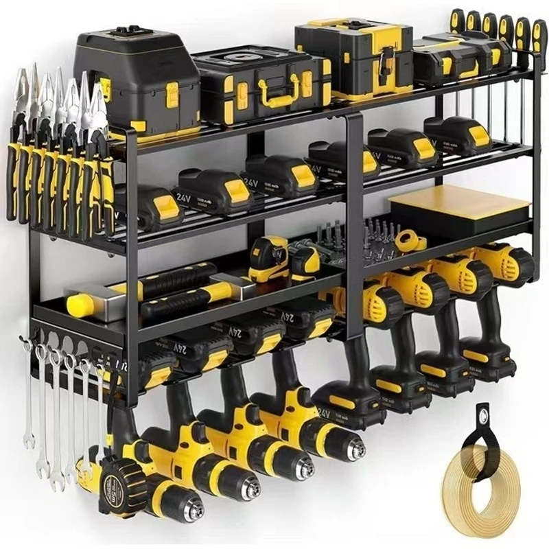 Estante organizador de herramientas eléctricas de mano, armario de herramientas flotante montado en la pared, soporte de taladro eléctrico resistente para taller, estante de herramientas de garaje