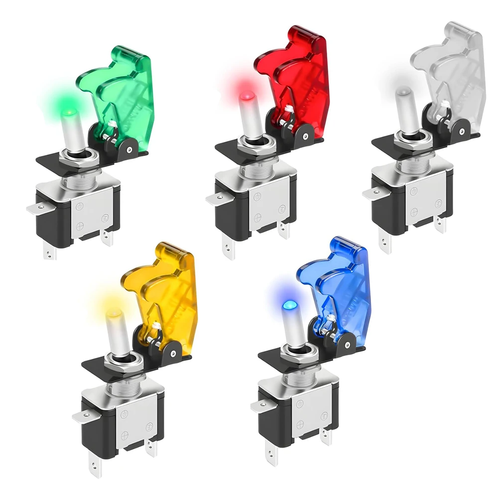 Przełącznik kołyskowy 12V 20A LED do samochodu z osłoną ochronną SPST, włącznik/wyłącznik