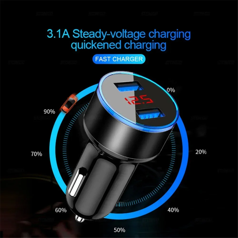 Autolader Dubbele USB-poort Snel opladen Adapter QC3.0 3.1A Auto-accessoires Sigarettenaansteker