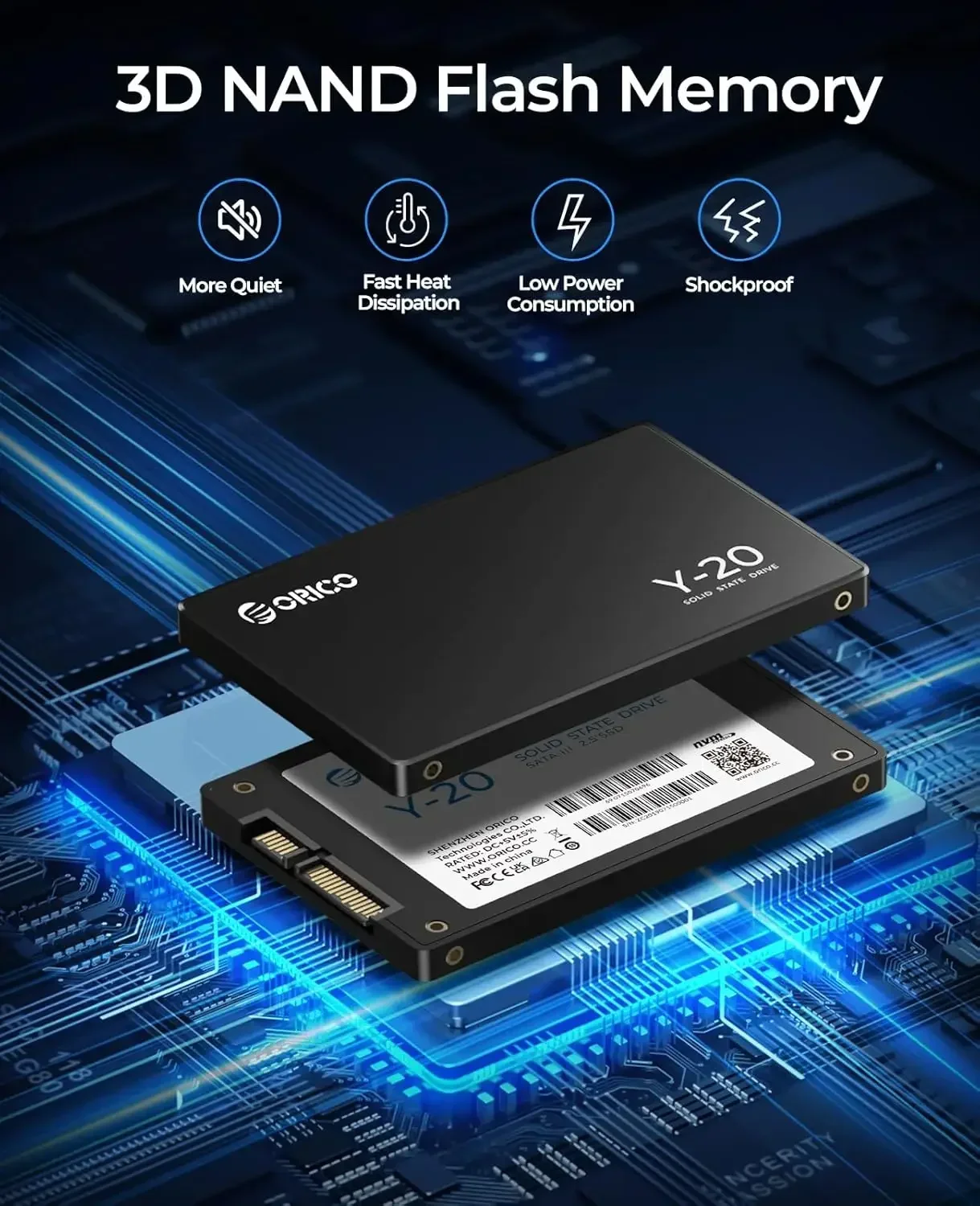 ORICO SATA III SSD 2.5 "disque SSD interne 3D NAND 512GB 1 to 2 to 4 to jusqu'à 550 mo/s pour mettre à niveau PC ordinateurs portables Y20
