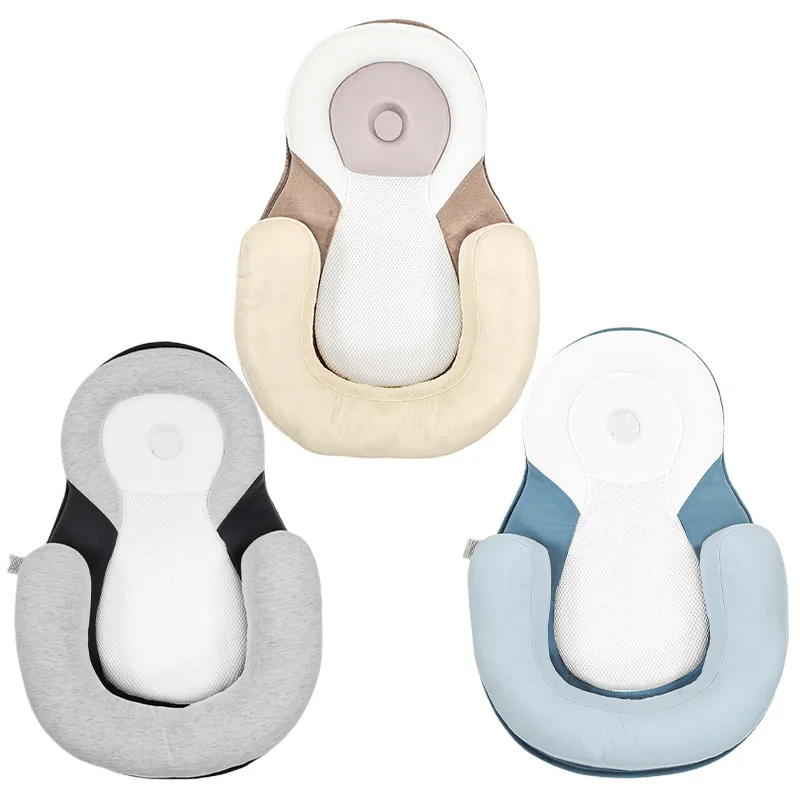 Travesseiro para bebês, protetor de cabeça para recém-nascidos, segurança para dormir, modelador respirável, anti-rolo, travesseiro infantil anti-derramamento, almofada de leite