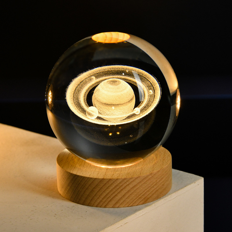 【カスタマイズされたリンク】クリエイティブな誕生日プレゼントクリスタルボールナイトランプ3Dレーザー彫刻USBナイトライトホームベッドルームデコレーション