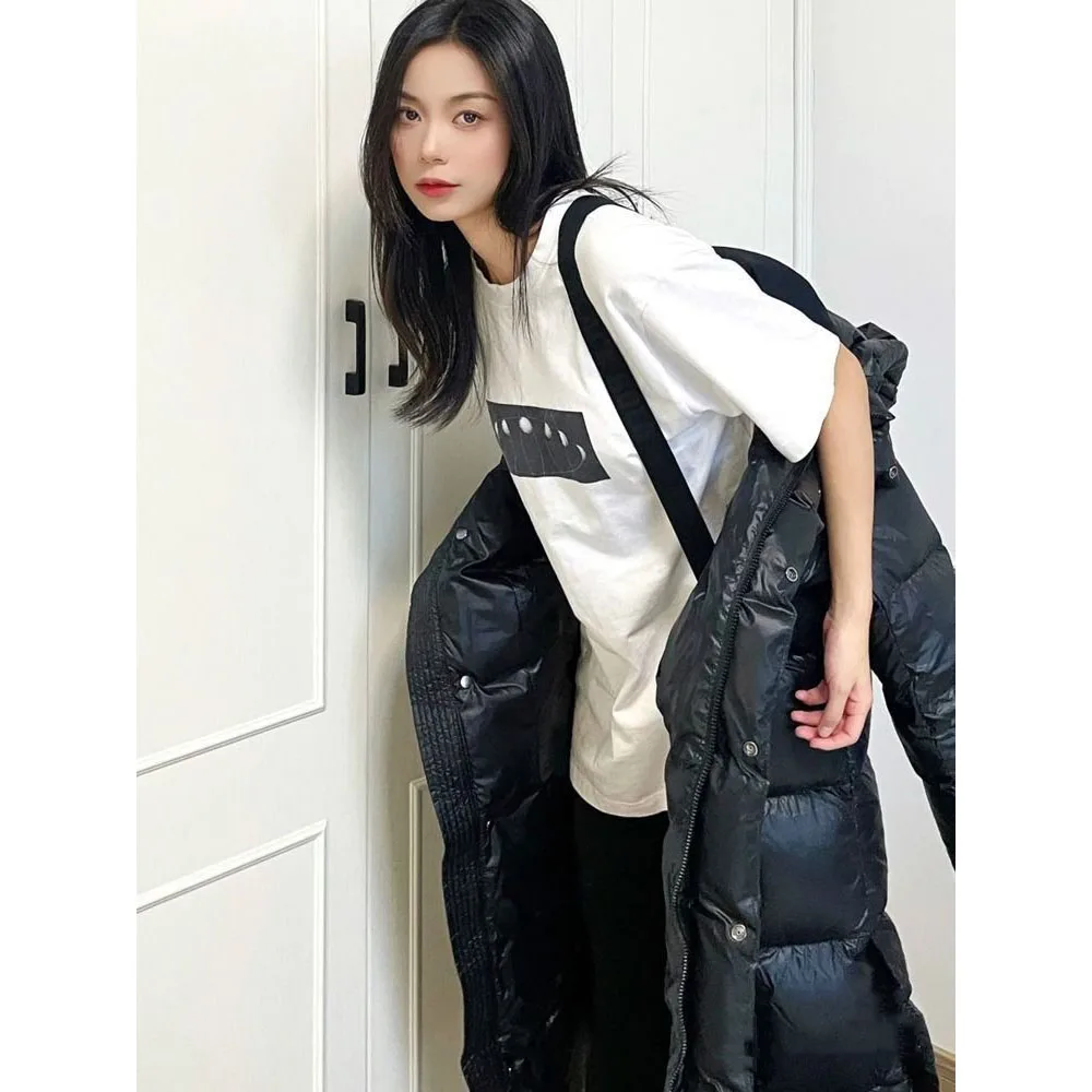 Veste ample rembourrée en coton pour femme, manteau bouffant Long au dessus du genou, coréen, noir, or, chaud, hiver, 2024