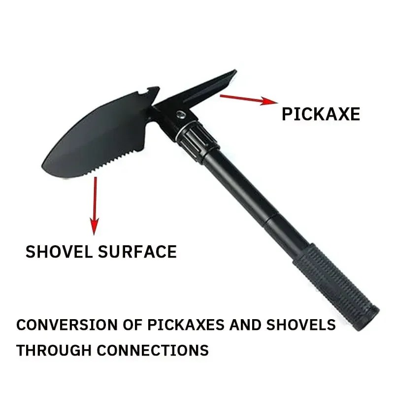 1PC สแตนเลสสตีลวิศวกรพลั่วทหารพลั่วพับกลางแจ้ง Multifunctional Camping ตกปลาพลั่ว Pickaxe สําหรับรถยนต์