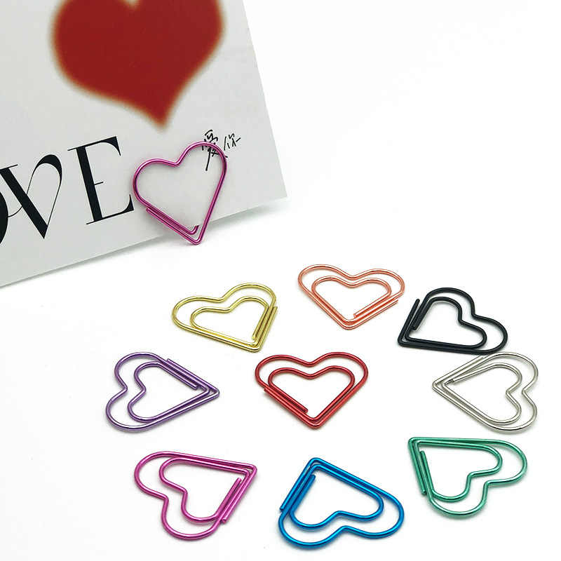 50 pçs/set clipes de papel de metal corações mini pasta clipe marcador livro encadernação nota decoração papelaria escola escritório encadernação suprimentos ne
