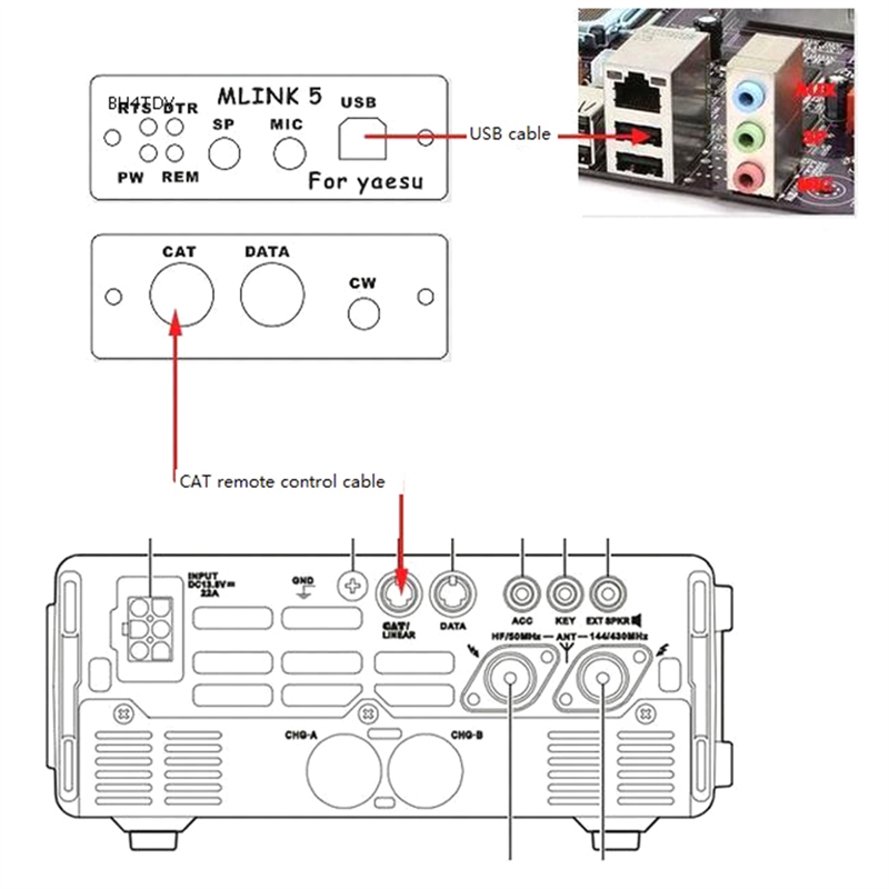 สำหรับ YAESU FT-891 FT-817ND ตัวเชื่อมต่อวิทยุเฉพาะ FT-897D FT-857D ลิงก์ U5
