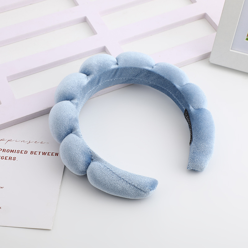 Banda de terciopelo para el cabello, accesorios para el cabello, banda para el cabello de alta sensibilidad, parte superior de calavera alta, esponja para masa frita, banda para el cabello de Color sólido