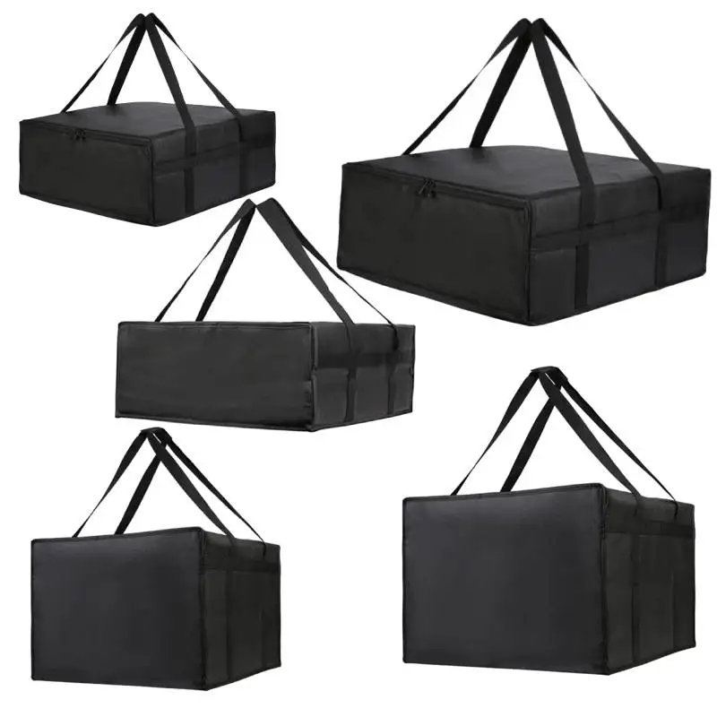 Bolsa aislante para transporte de Pizza, bolsa de comida resistente con cremalleras dobles para Pizzerias, bolsa de compras reutilizable multifuncional para comestibles
