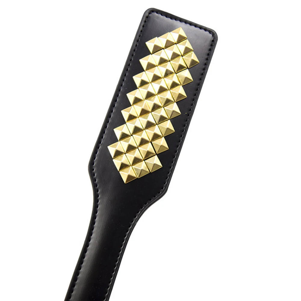 32 ซม.PU หนัง Paddle,ขี่ Crop Flogger Horsewhips Punk Rivet ค้างคาว Spikes หนัง Spanking Paddle Slapper แส้สําหรับม้า