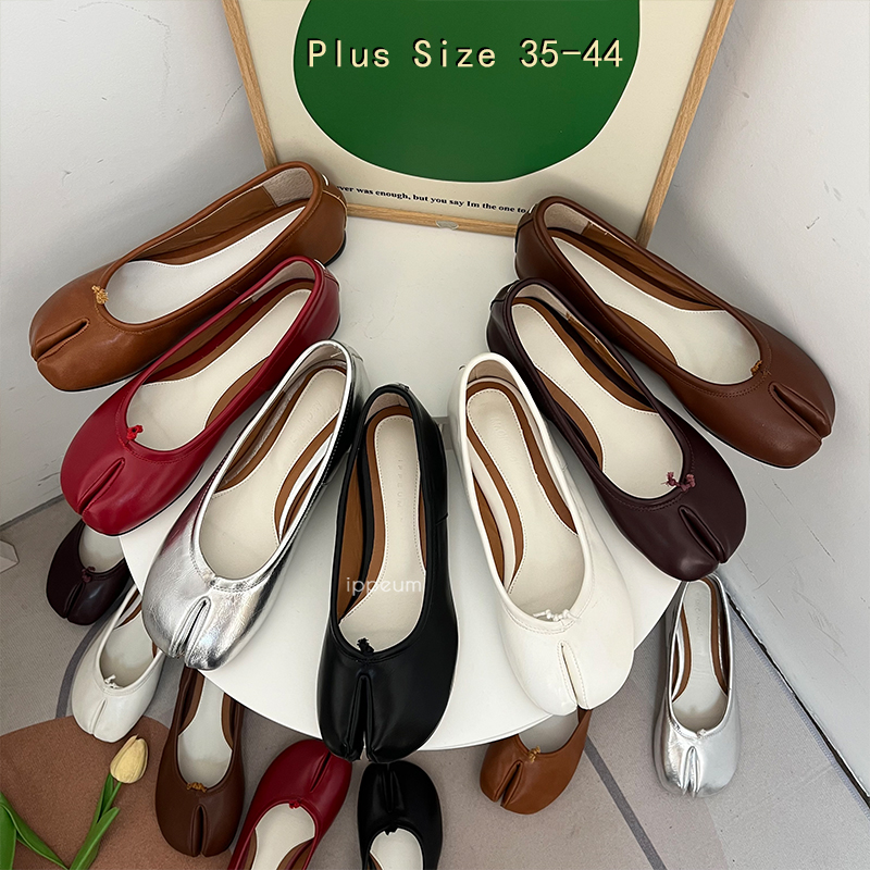 IPPEUM タビスシューズ黒バレエフラットスプリットトゥシューズ女性メアリージェーンズプラスサイズ 44 ドレスローファーバレリーナ Zapato Mujer