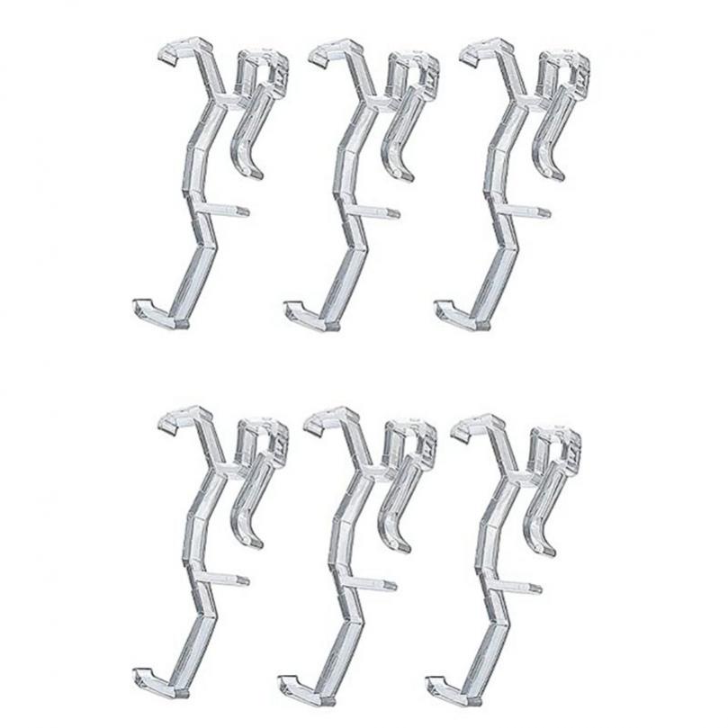 Clips de Rideau en Plastique Transparent, réinitialisation Caché, Fixateur Rapide pour Installation de Stores, 2 Pouces, 6 Pièces