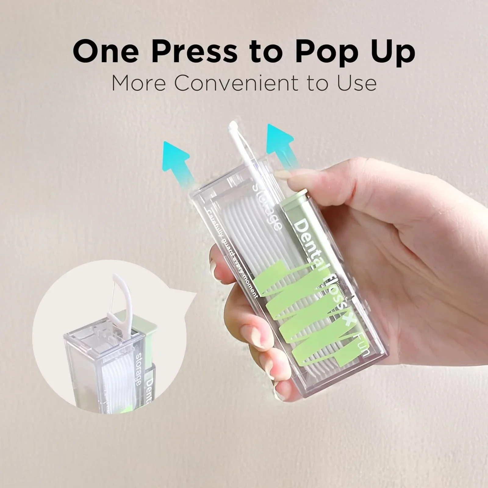 Auto-Floss Pro One-Touch Floss Storage Box Smart Pop-Up Dental Floss Holder with 10 Pre-loaded Refills Portable Oral Care Kit