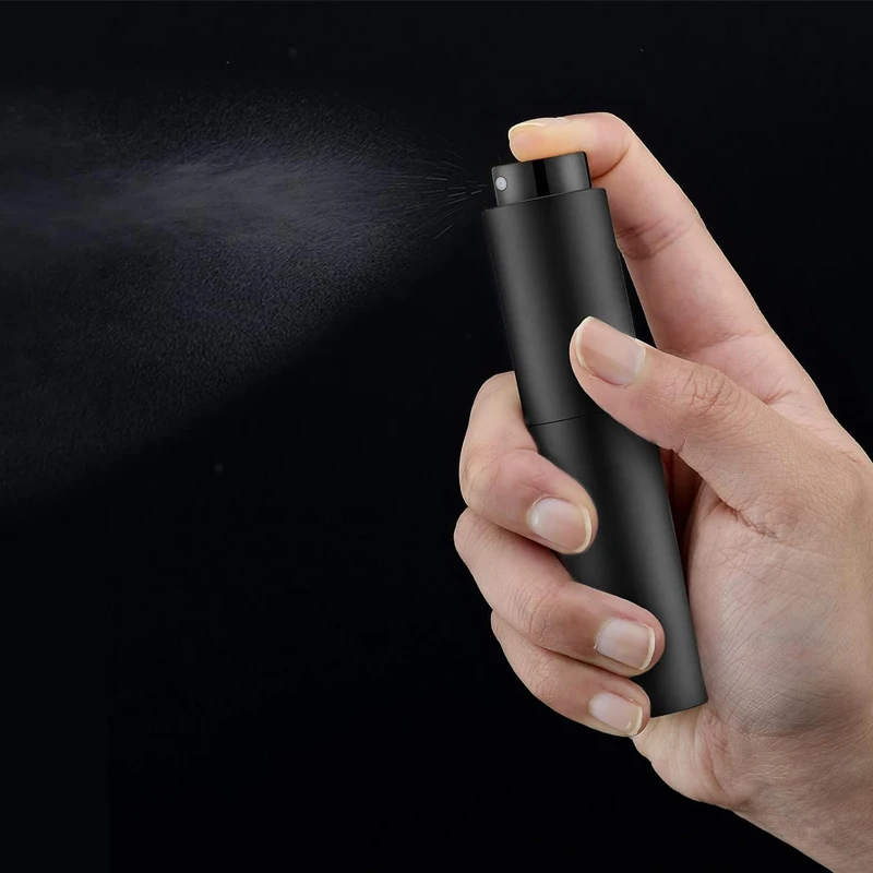 10ml 여행용 향수 스프레이어, 리필 가능한 콜론 용기, 미니 스프레이어 크기용 빈 디스펜서 스프레이 병(블랙)