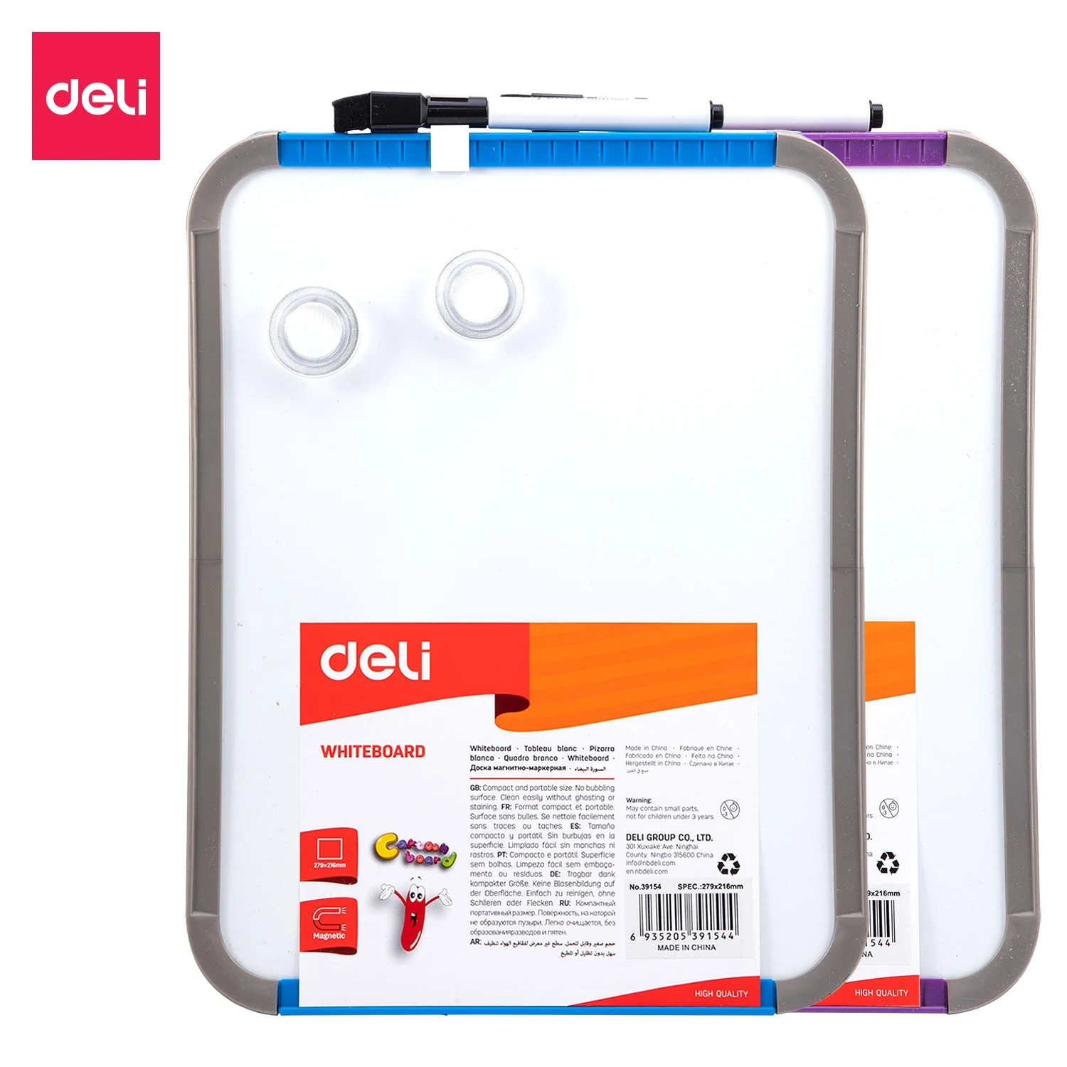 Deli Magnetic Dry Erase Board, 8.5 x 11 Inches Small Whiteboard with Marker, Purple Frame, Perfect for Lockers, Office & Home
