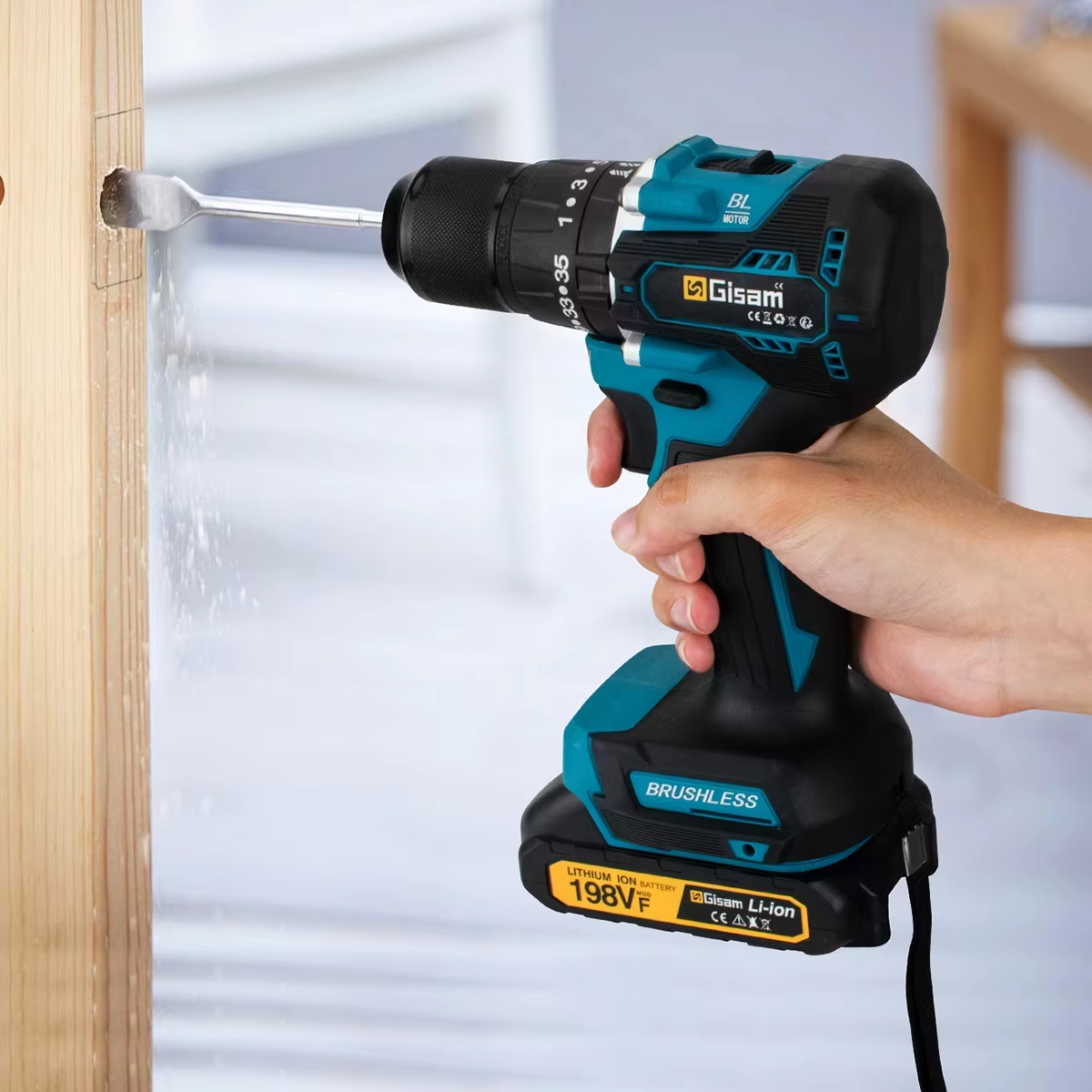 Gezione 65 Нм 13 мм 35 + 3 крутящего момента Бесщеточная электрическая ударная дрель Аккумуляторная электрическая отвертка Электроинструмент для Makita 18 В Батарейный штифт