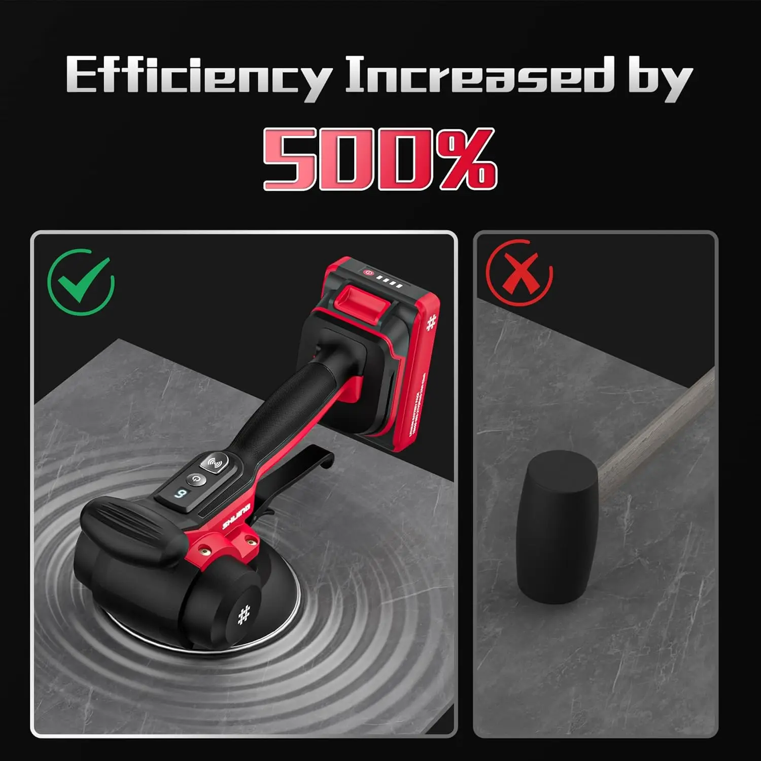 Cordless Tile Vibration Machine with 6 Speeds & Suction Cup