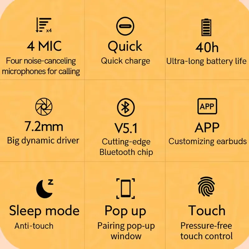 QCY-Écouteurs sans fil T13 ANC, Bluetooth 5.3, suppression active du bruit, écouteurs à charge rapide, faible latence, téléphone de sauna, 28dB, 0.068'