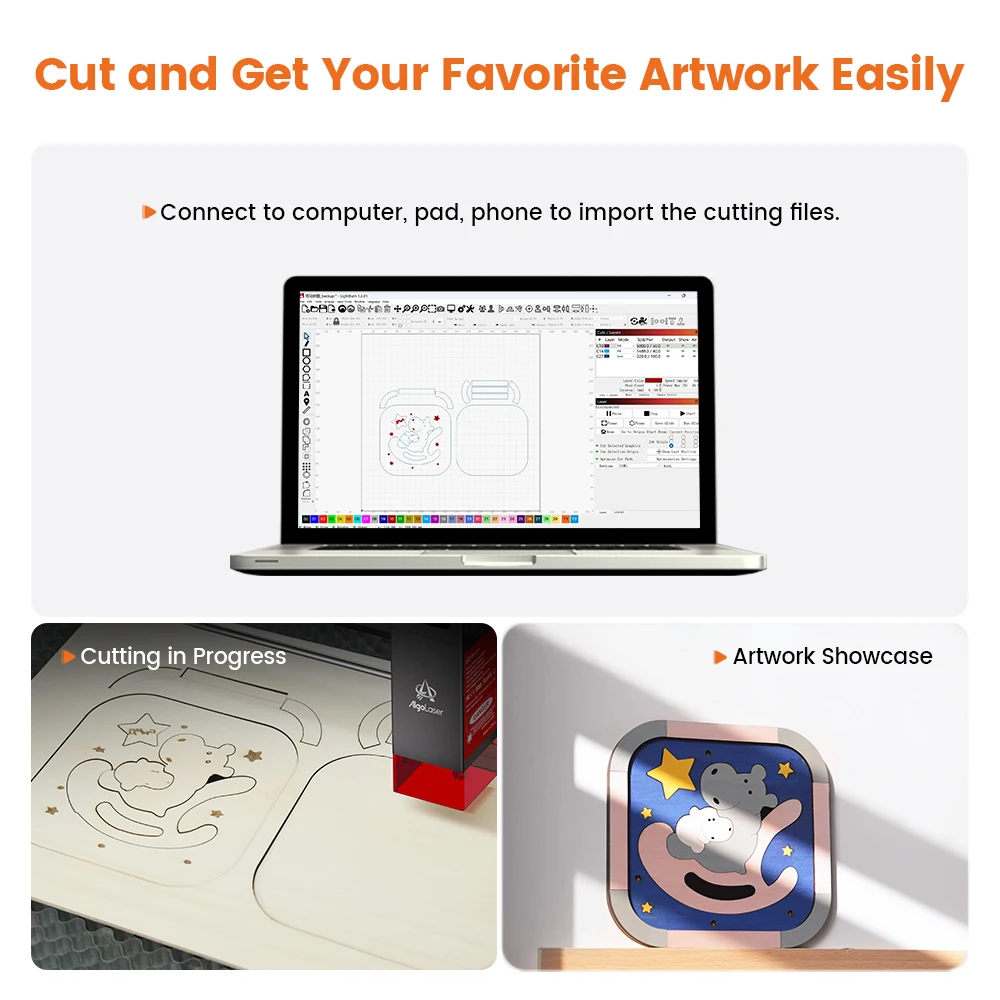 AlgoLaser DIY 5W Woodworking Laser Engraver Cutter 12000mm/min CNC Off-line Begginner Table Glass Wood Engraving Machine Tools