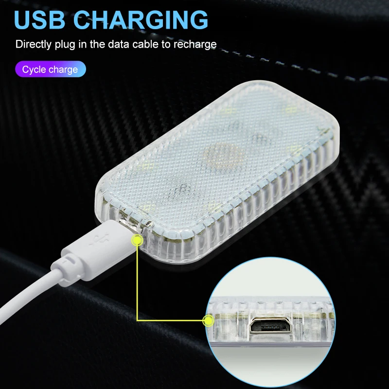 LED tactile lumière Mini sans fil voiture éclairage intérieur Auto toit plafond lampe de lecture pour porte pied coffre boîte de rangement USB charge