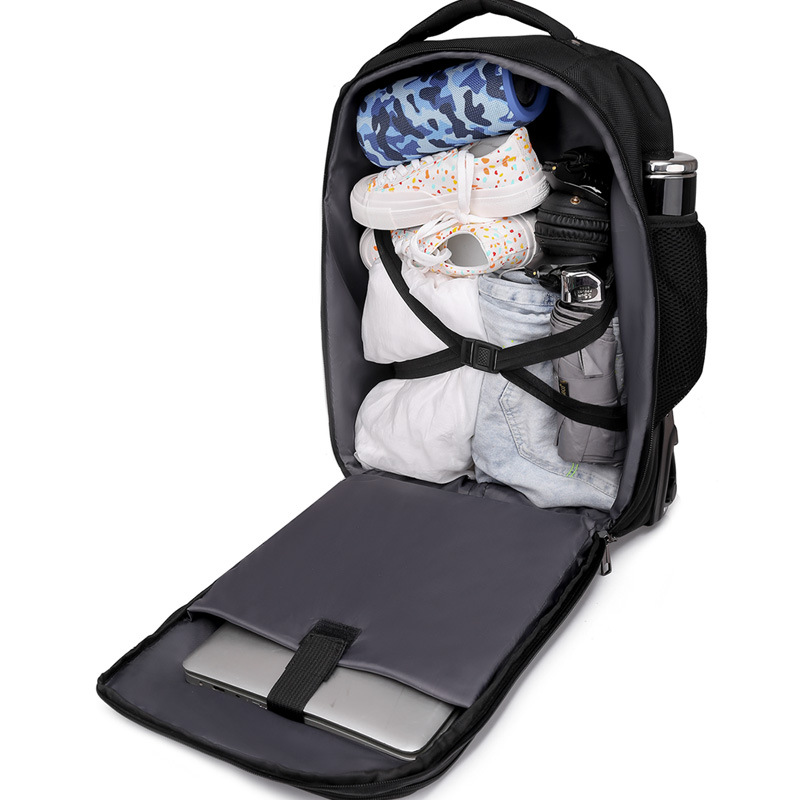 Rolling Backpack for Men Adults Business Carry on Luggage Laptop Wheeled Backpack Travel Suitcase Trolley Bag with Wheels,Black