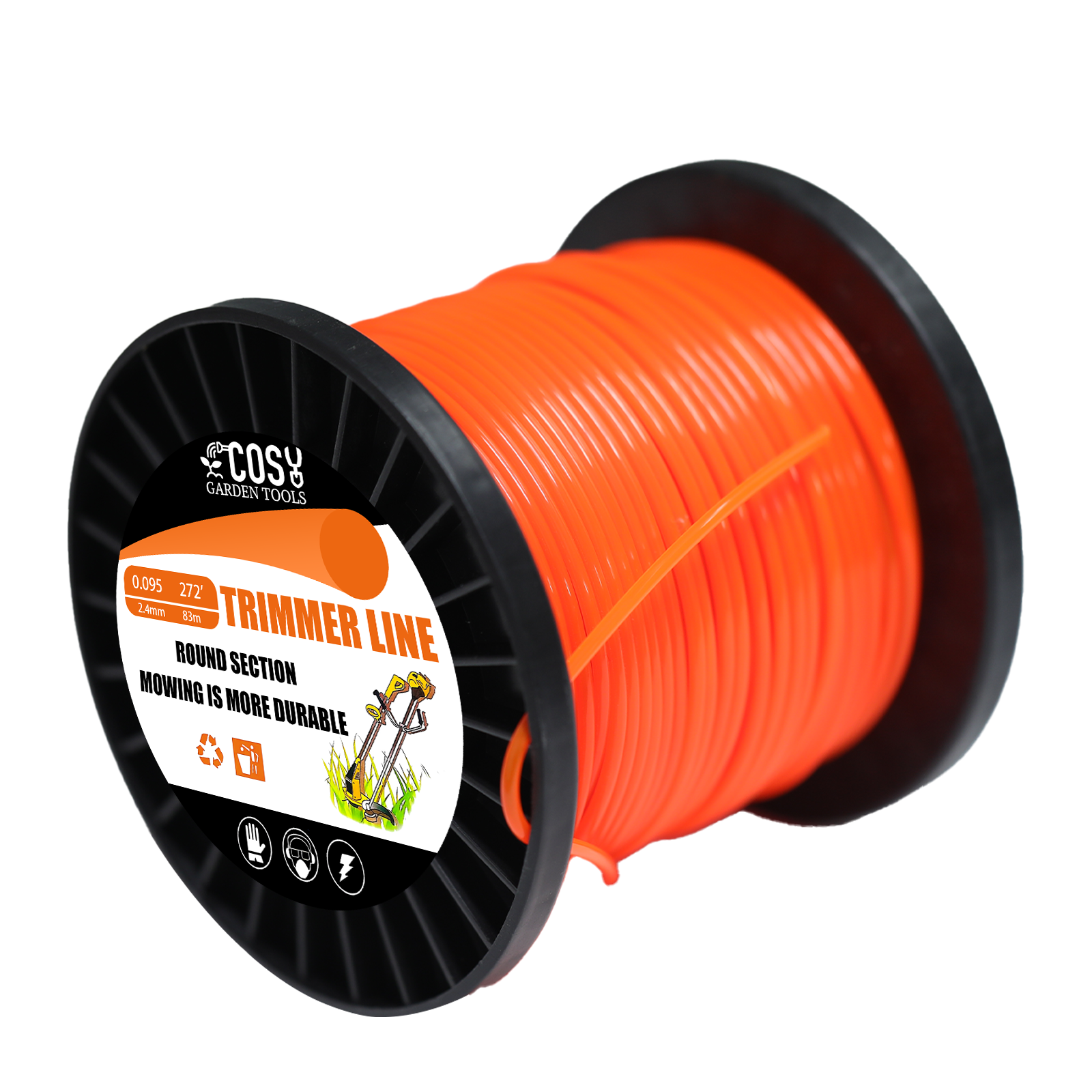 COSY-Débroussailleuse électrique ronde en nylon, 2,7mm x 70m, fil de débroussailleuse, rajeunissement manuel léger