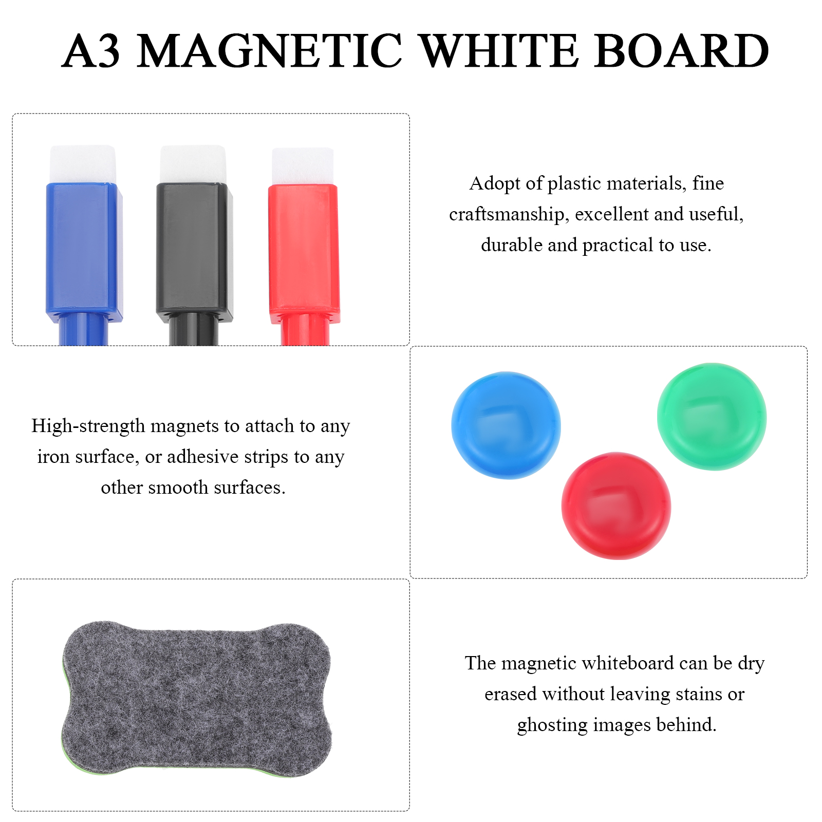Tafel, trocken abwischbar, Whiteboard, magnetisch, weiße Tafeln, klein, zum Aufhängen, für Kinder, Wand, Kühlschrank, Zeichnung, Staffelei, A3, Kühlschrank, Mini-Notizblock-Magnet