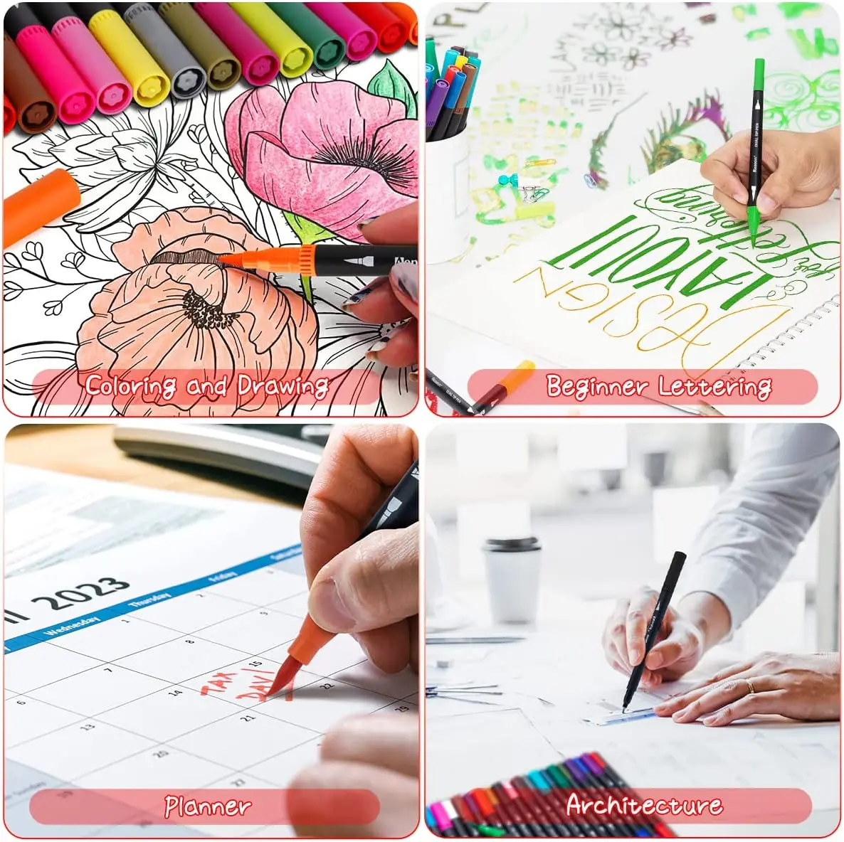 ปากกามาร์กเกอร์ศิลปะสีน้ำปลายสักหลาด12-120สีแปรงคู่สำหรับ set pulpen วาดภาพตัวอักษร