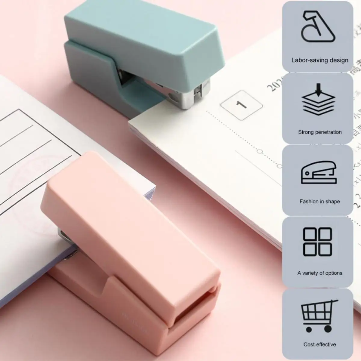 Mini cucitrice Set rilegatrice portatile per carta colorata Utilizzare 24/6 26/6 punti metallici Forniture per ufficio di cancelleria di moda