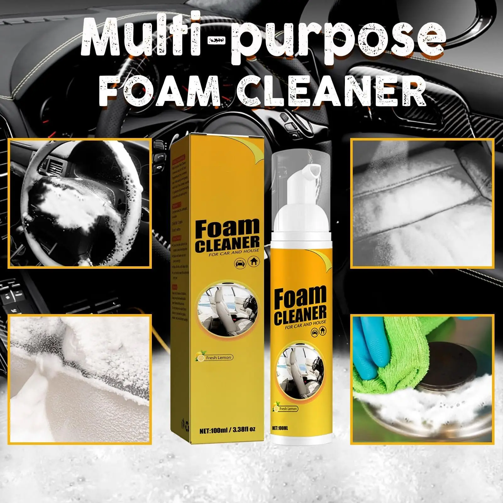 100/150/250ML Multi-Purpose Foam CLEANER สเปรย์ทําความสะอาดหนัง Auto Home พื้นผิวโฟมทําความสะอาดสําหรับล้างรถการบํารุงรักษา